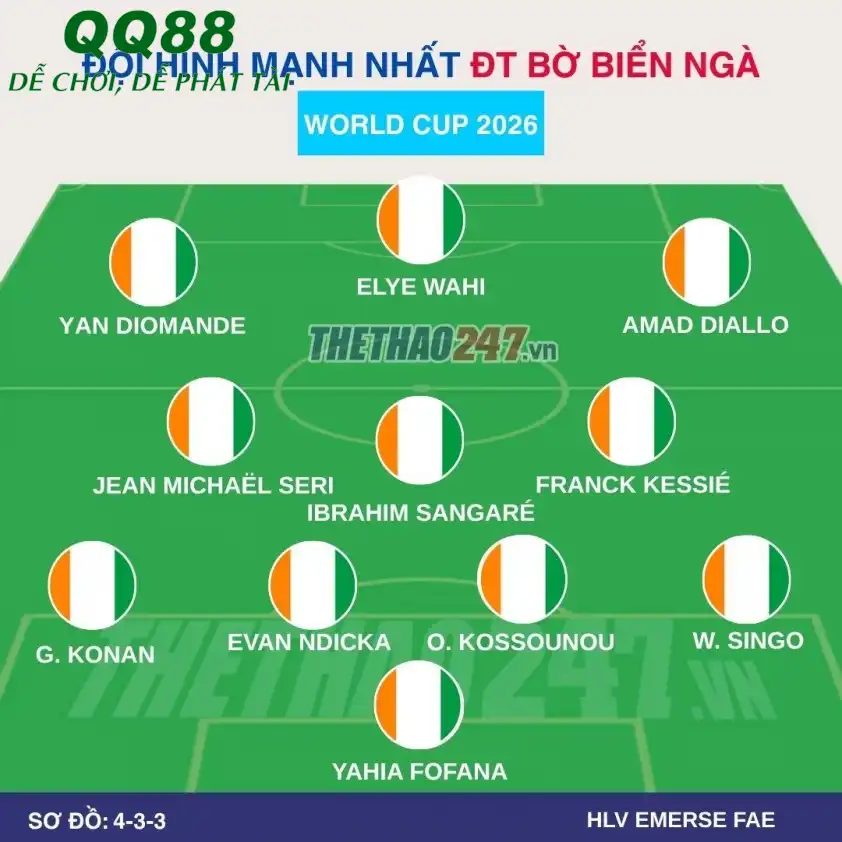 Đội hình dự kiến Bờ Biển Ngà